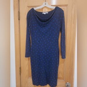 Boden Helena Polka Dot Sheath Dress with Cowl Neck Size 8